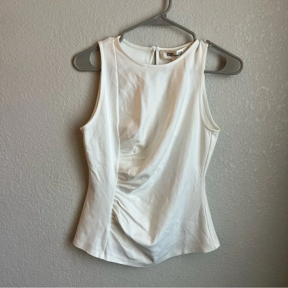 Diane Von Furstenberg Poseidon Gathered Tank Ivory